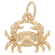 10x12mm Crab charm with closed ring - 3-micron gold-plated x1