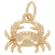 10x12mm Crab charm with closed ring - 3-micron gold-plated x1