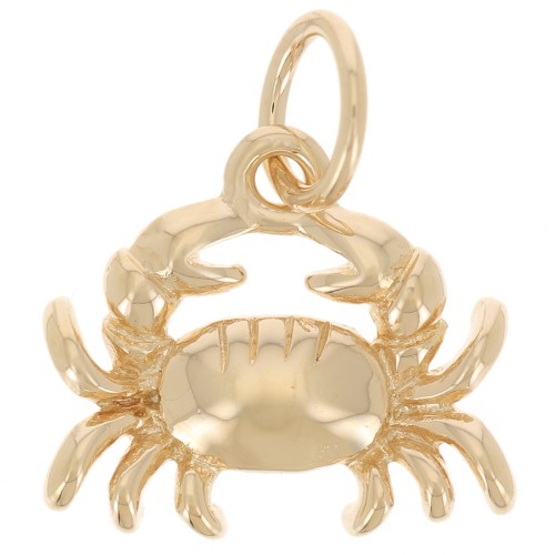 10x12mm Crab charm with closed ring - 3-micron gold-plated x1