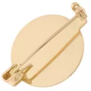Brooch base with tray for 20mm flat-back cabochon - Gold Tone x1