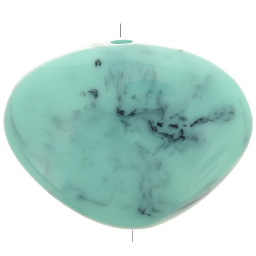 20x27mm Flat irregular bead in resin - Turquoise marble x1