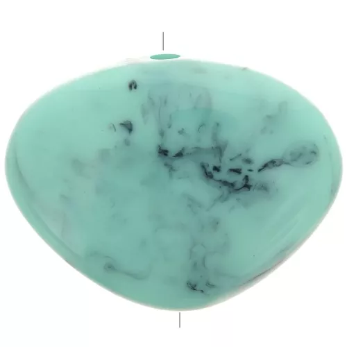 20x27mm Flat irregular bead in resin - Turquoise marble x1