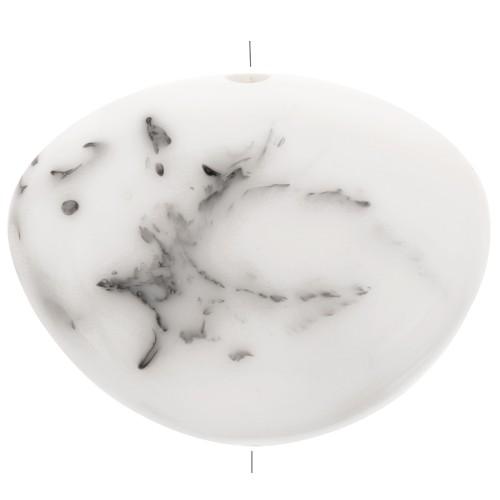 20x27mm Flat irregular bead in resin - Marbled Grey White x1