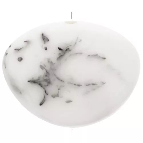 20x27mm Flat irregular bead in resin - Marbled Grey White x1
