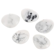20x27mm Flat irregular bead in resin - Marbled Grey White x1