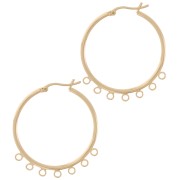 32mm 7-ring brass hoop earrings - Gold Tone x2