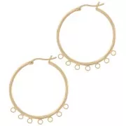 32mm 7-ring brass hoop earrings - Gold Tone x2