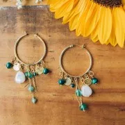 32mm 7-ring brass hoop earrings - Gold Tone x2