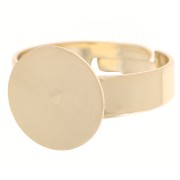 Adjustable tray ring for 12mm round cabochon - Gold Tone x1
