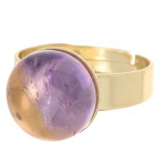 Adjustable tray ring for 12mm round cabochon - Gold Tone x1