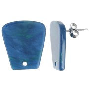 21x18mm acetate Trapeze EarStuds - Marbled Blue Green x2
