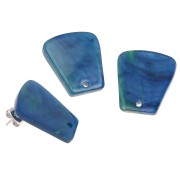 21x18mm acetate Trapeze EarStuds - Marbled Blue Green x2