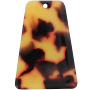 33.5x23mm Acetate Trapeze Pendant - Tortoiseshell - Brown - Black x1