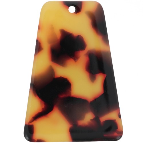 33.5x23 mm trapezoid-shaped acetate pendant - Tortoiseshell - Brown - Black x1