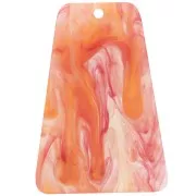 33.5x23mm Acrylic trapeze pendant - Marbled Orange Red x1