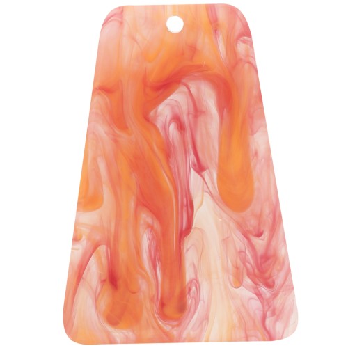 33.5x23 mm trapezoid pendant made of clear acrylic - Orange-Red Marble Pattern x1