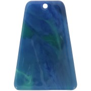 33.5x23 mm trapezoid pendant made of clear acetate - Blue-Green Marble x1