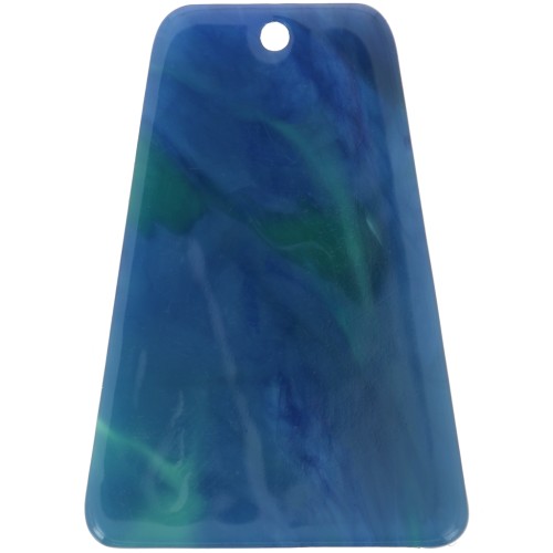 33.5x23 mm trapezoid pendant made of clear acetate - Blue-Green Marble x1