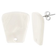 21x18mm Acetate Trapeze EarStuds - Marble Cream x2