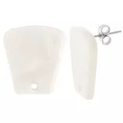 21x18mm Acetate Trapeze EarStuds - Marble Cream x2