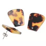 21x18mm Acetate Trapeze EarStuds - Tortoiseshell - Brown - Black x2