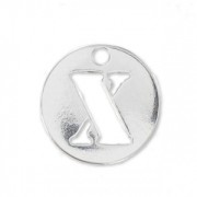 X letter Sterling silver charm 8.5mm x1|raw }}