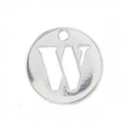 W letter Sterling silver charm 8.5mm x1