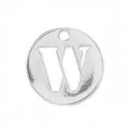 W letter Sterling silver charm 8.5mm x1