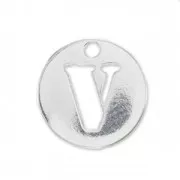 V letter Sterling silver charm 8.5mm x1