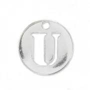 U letter Sterling silver charm 8.5mm x1