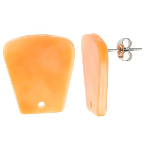 21x18mm Acetate Trapeze EarStuds - Marbled Orange x2