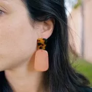 21x18mm Acetate Trapeze EarStuds - Marbled Orange x2