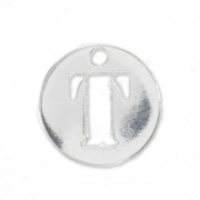 T letter Sterling silver charm 8.5mm x1