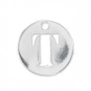 T letter Sterling silver charm 8.5mm x1