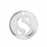 S letter Sterling silver charm 8.5mm x1|raw }}