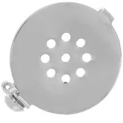 18mm brooch base with holes - Silver Tone x1
