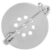 18mm brooch base with holes - Silver Tone x1