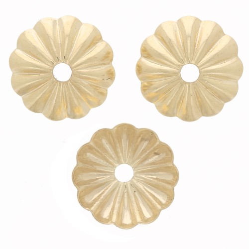 7.5mm Striated bead caps - Gold Plated x20