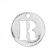 R letter Sterling silver charm 8.5mm x1