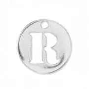R letter Sterling silver charm 8.5mm x1
