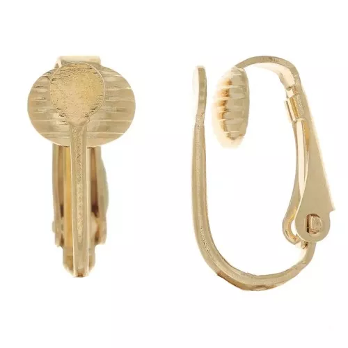 16x7mm Clip Earrings for non-pierced ears - Gold Tone x2