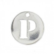 P letter Sterling silver charm 8.5mm x1|raw }}