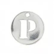 P letter Sterling silver charm 8.5mm x1