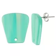 21x18mm Acetate Trapeze EarStuds - Marbled Turquoise Green x2