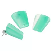 21x18mm Acetate Trapeze EarStuds - Marbled Turquoise Green x2