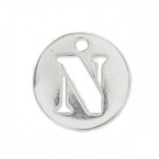 N letter Sterling silver charm 8.5mm x1|raw }}
