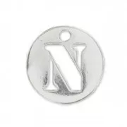 N letter Sterling silver charm 8.5mm x1