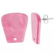 21x18mm Acrylic Trapeze EarStuds - Pink Pearl x2