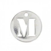 M letter Sterling silver charm 8.5mm x1|raw }}