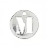 M letter Sterling silver charm 8.5mm x1